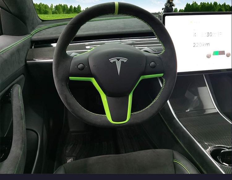 Pink Alcantara Interior Upgrade for Tesla: Personalized Multi-Color Design