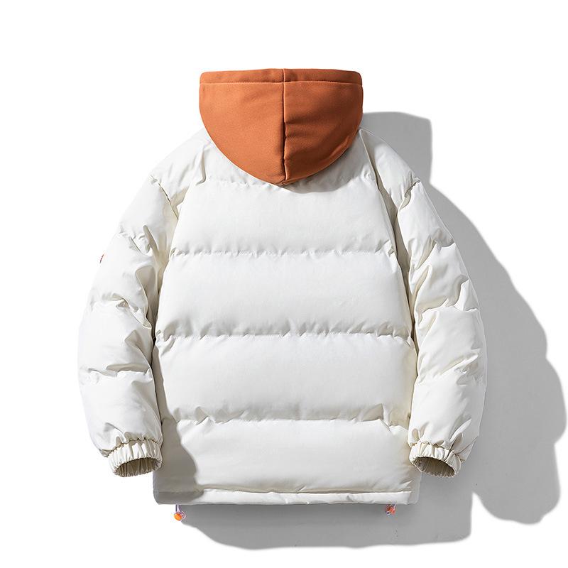 Hong Kong Style Loose Large Size Fake Two Hooded Jackets Thickened Winter Couple Cotton Clothes