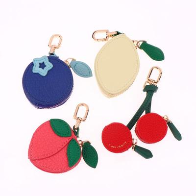 Mini Kirschfruchtform Münzbeutel Erdbeere Niedlich PU Leder Anhänger Koreanischer Stil Schlüsselanhänger Kopfhörertasche Mini Aufbewahrungstasche