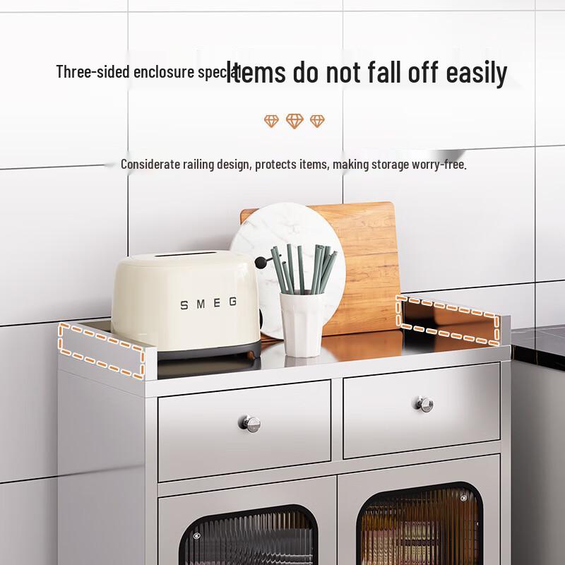 WEZHO Stainless Steel Kitchen Storage Sideboard CN Plug (adapter Included)