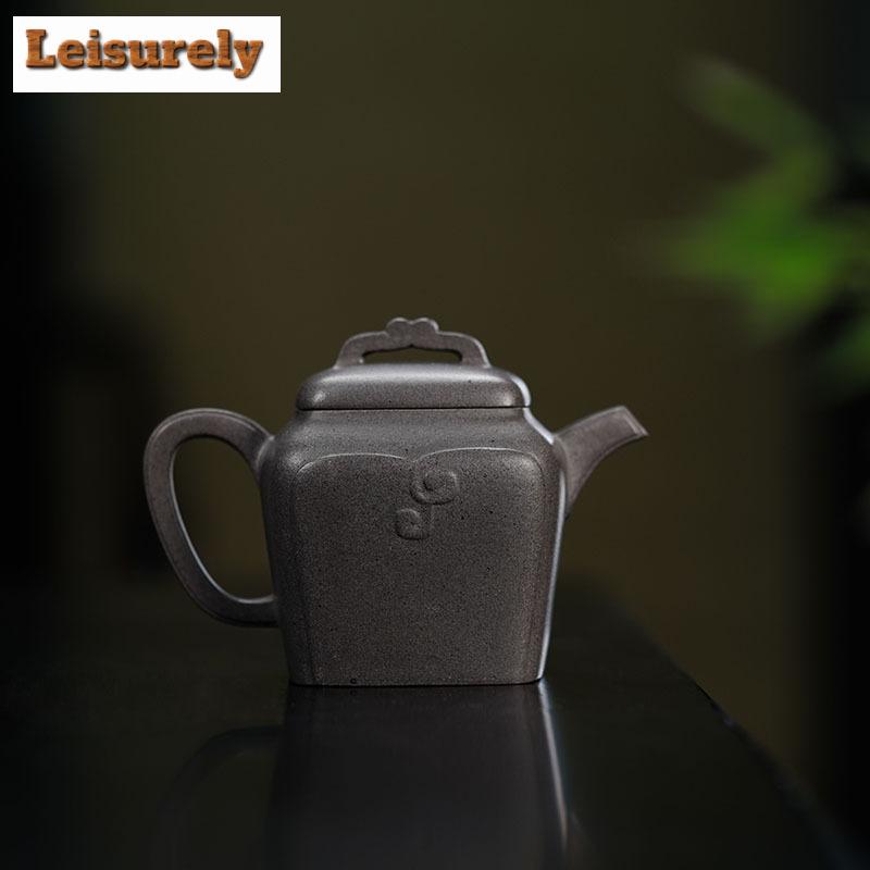 130ml Authentic Yixing Purple Clay Teapots Handmade Pot Raw Ore Steel Grey Section Mud Kettle With Strainer Zisha Tea Set Gift