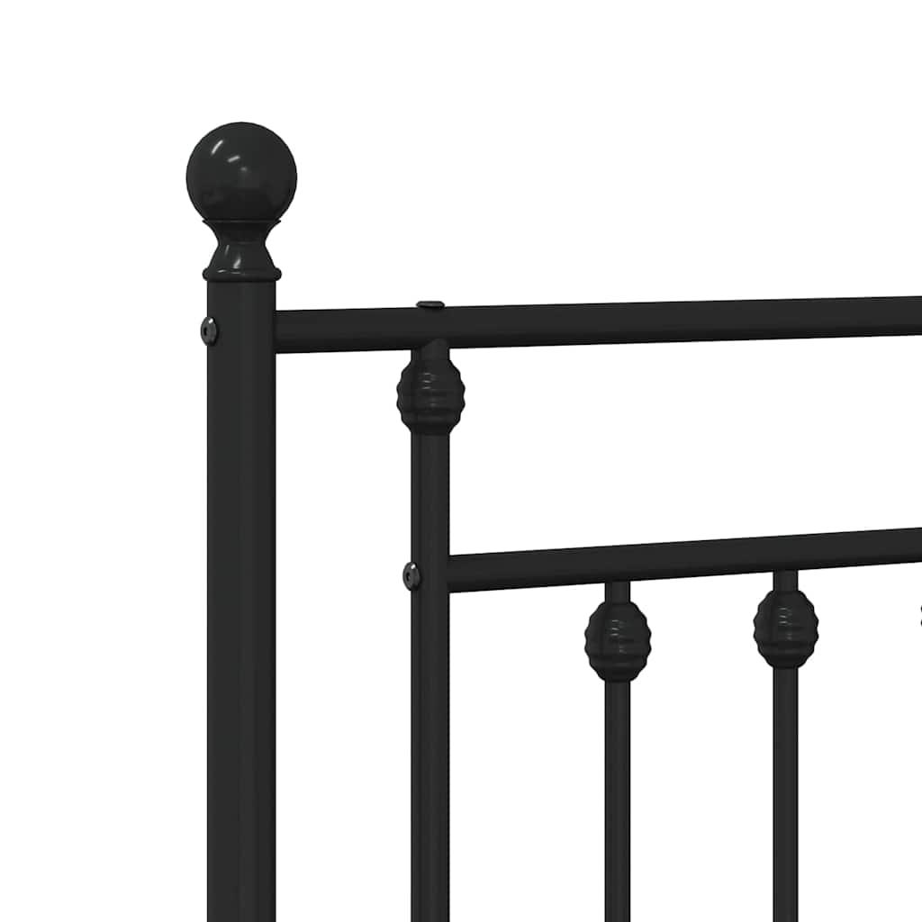 Struttura Letto in Metallo con Testiera Nero 183 x 213 cm