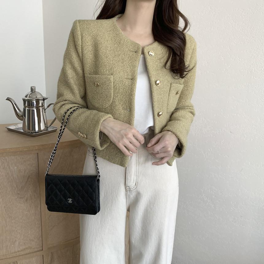 Button Up Jackets for Women Autumn New Fashion Vintage Long Sleeve O Neck Jacket Chic Solid Pockets Casual Coats