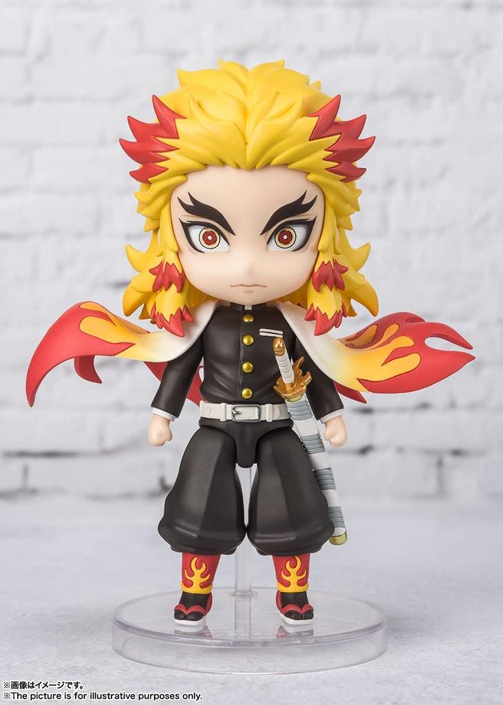 TAMASHII NATIONS Figuarts mini Demon Slayer: Kimetsu no Yaiba Rengoku Kyojuro Flame Breathing, approximately 90mm, PVC & ABS painted action figure