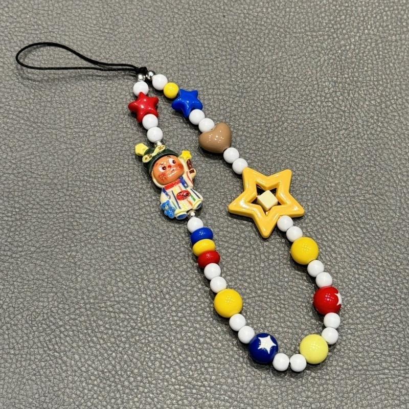 Cartoon Phone Lanyard Y2K Beaded Phone Chain Wristband For Ccd Camera Phone Pendant Hanging Rope