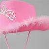 Pink Felt Cowboy Hat With Frayed Edge Velvet Trim Wide Brim Western Women Fall