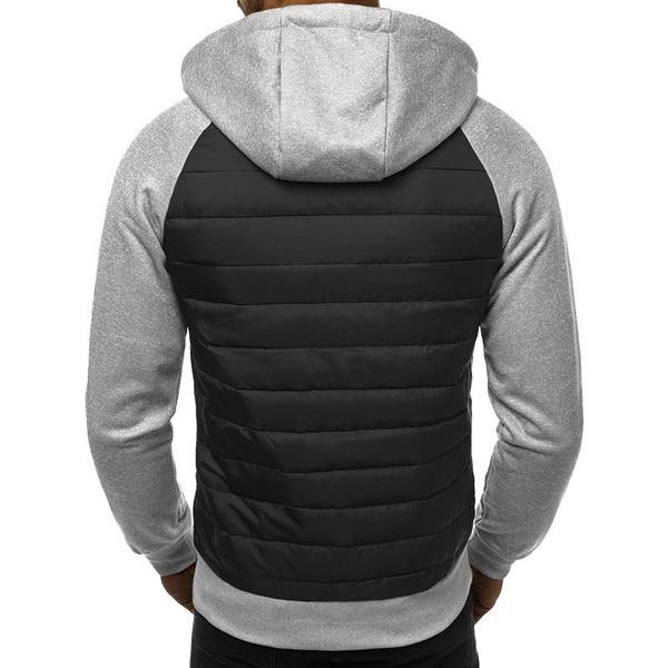 Men's Autumn and Winter Casual Hoodie Zipper Hoodie Coat Men's Patchwork Cardigan