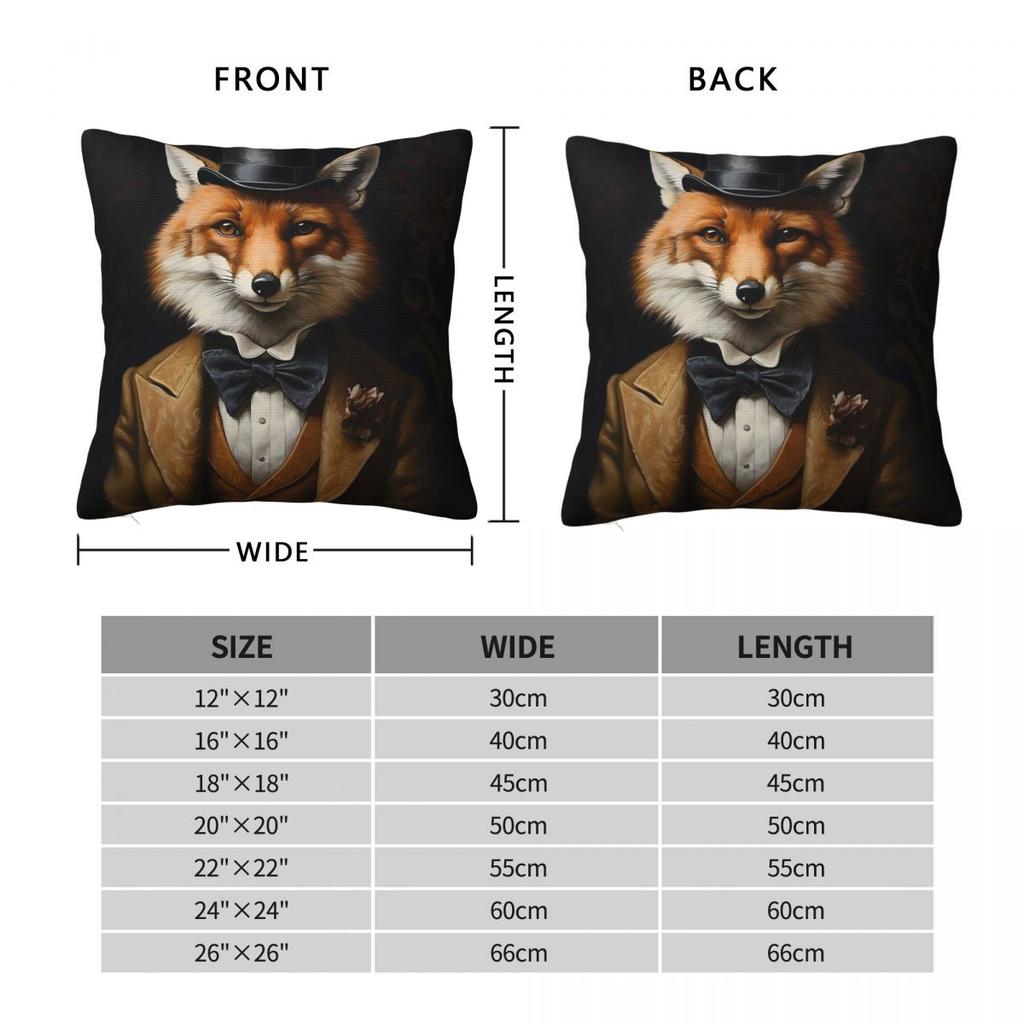 Dapper Fox Portrait Square Pillowcase Polyester Linen Velvet Pattern Zip Decor Bed Cushion Cover