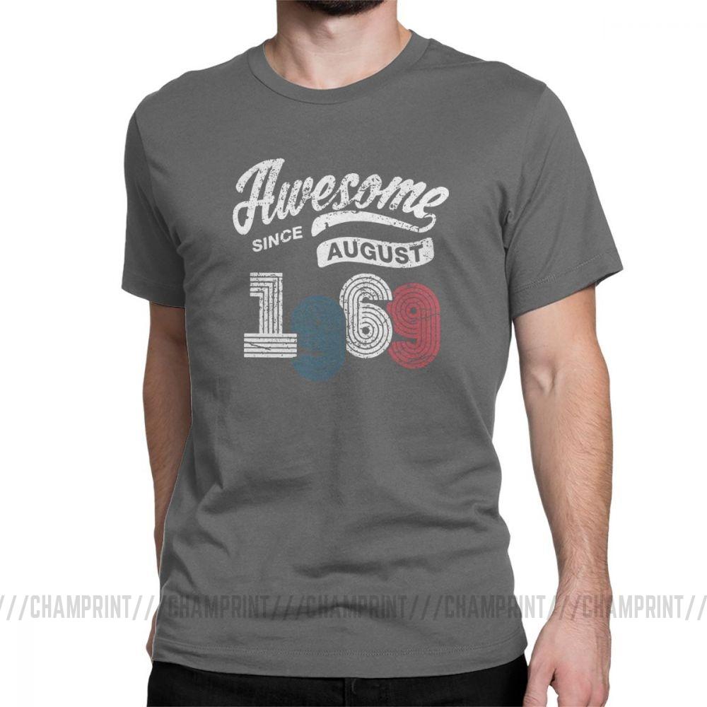 Awesome Since August 1969 T Shirt Vintage 50 Years Old 50Th Birthday Present Men S Cotton
