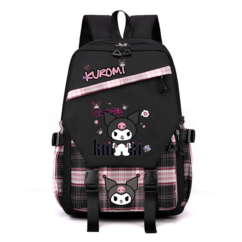 Cool Lomi Kuromi Backpack Student Schoolbag Anime Cartoon Print Junior High School High School Large Capacity Schoolbag