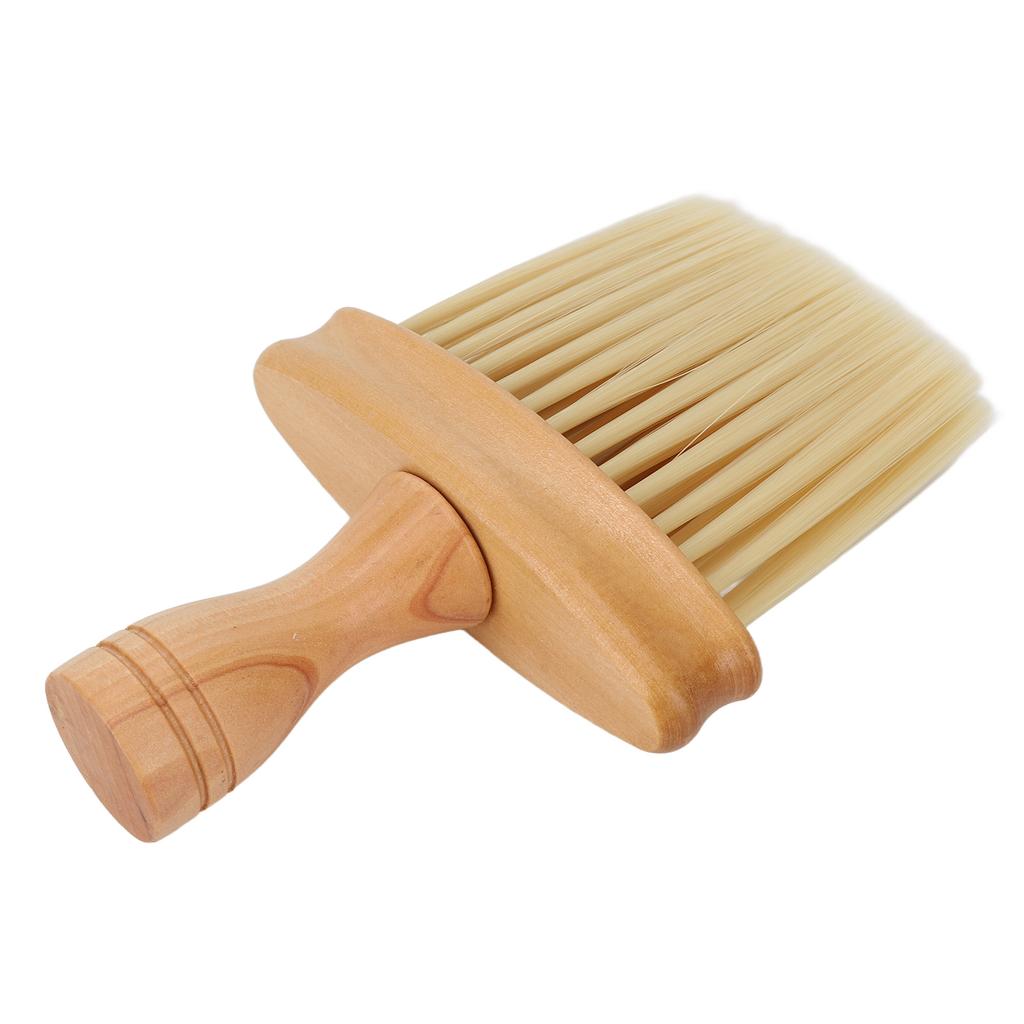 Barber Brush Neck Duster Nylon Bristles Simple Style Neck Duster with Wooden Handle Barber Brush for Hair Cutting