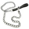 Metal Chain Dog  With Leather Style Handle Strong Control Leash