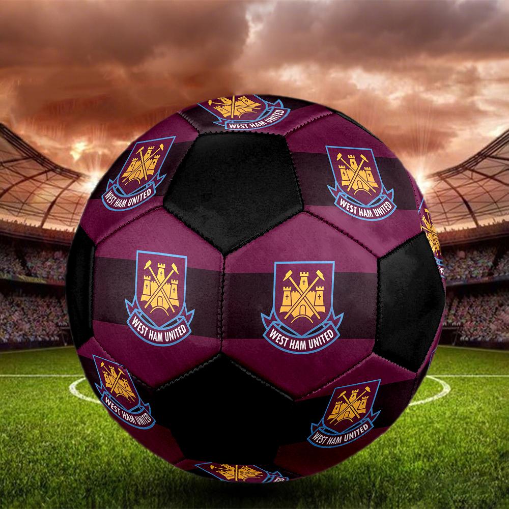 SIZE 5 West Ham United FC Soccer Ball Colorful All Ages Machine Stitched PVC Competition Ready Durable High-Bounce