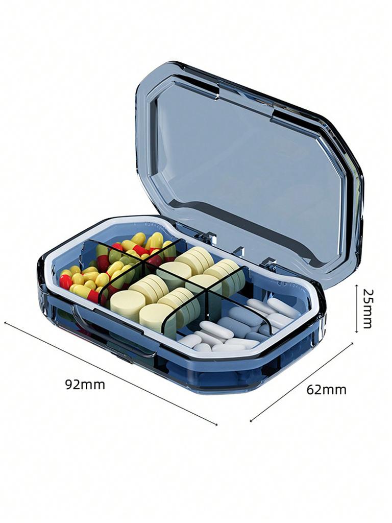 1Pc Portable 4/6 Compartment Pill Storage Container for Daily Medication Moisture-proof Sealing