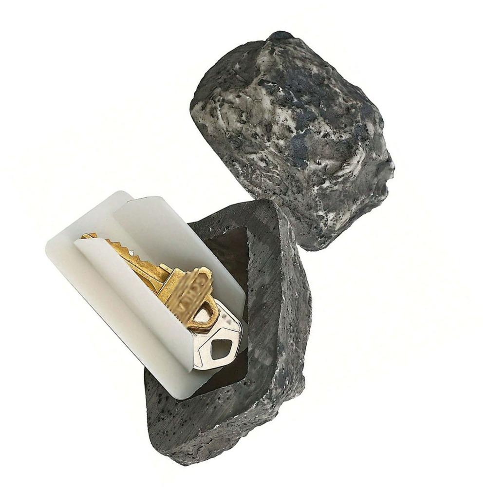 8.3 x 5.7 x 4.5cm Fake Stone Key Box Plastic Garden Stone Key Holder Outside Wall Mount