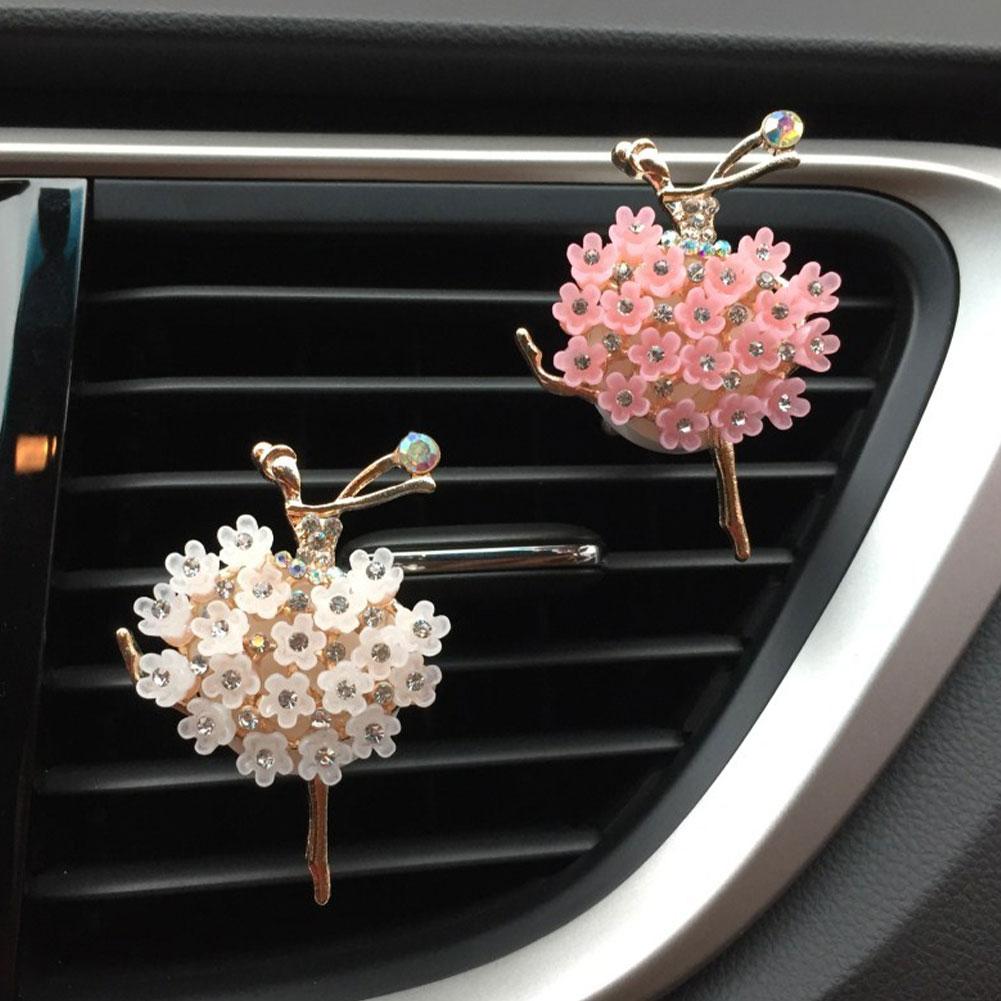 Diamond-Studded Ballerina Car Vent Fragrance Clip Cartoon Car Decorative Ornament Clip Air Freshener Conditioning Interior N6H9