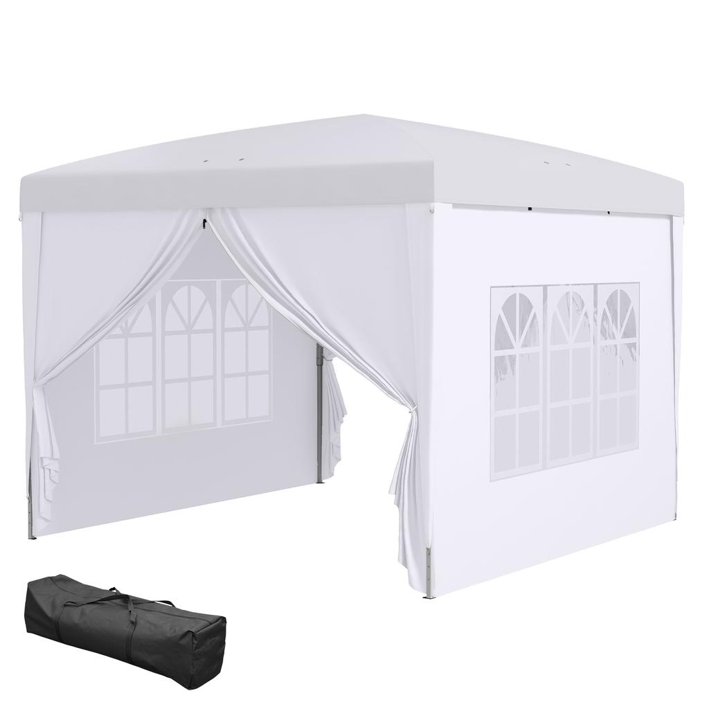 3x3(m) Pop Up Gazebo With Curtain Walls And Windows White