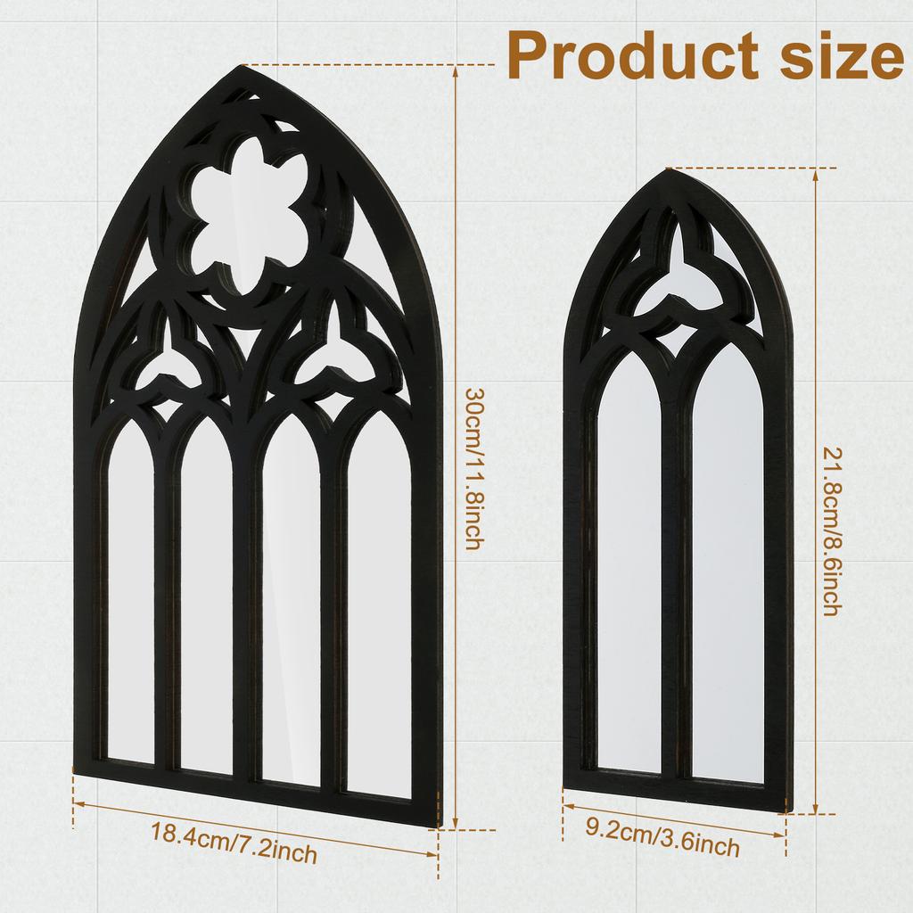2/3Pcs Window Wall Mirror Wall Decor Vintage Gothic Wall Mirror Decorative Windowpane for Hallow Easter Bathrm Home Decor Mirror