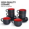 MIAMIO - 75 Ml X 6 Stoneware Espresso Mug/Cup Set, Black Exterior, Colorful Interior