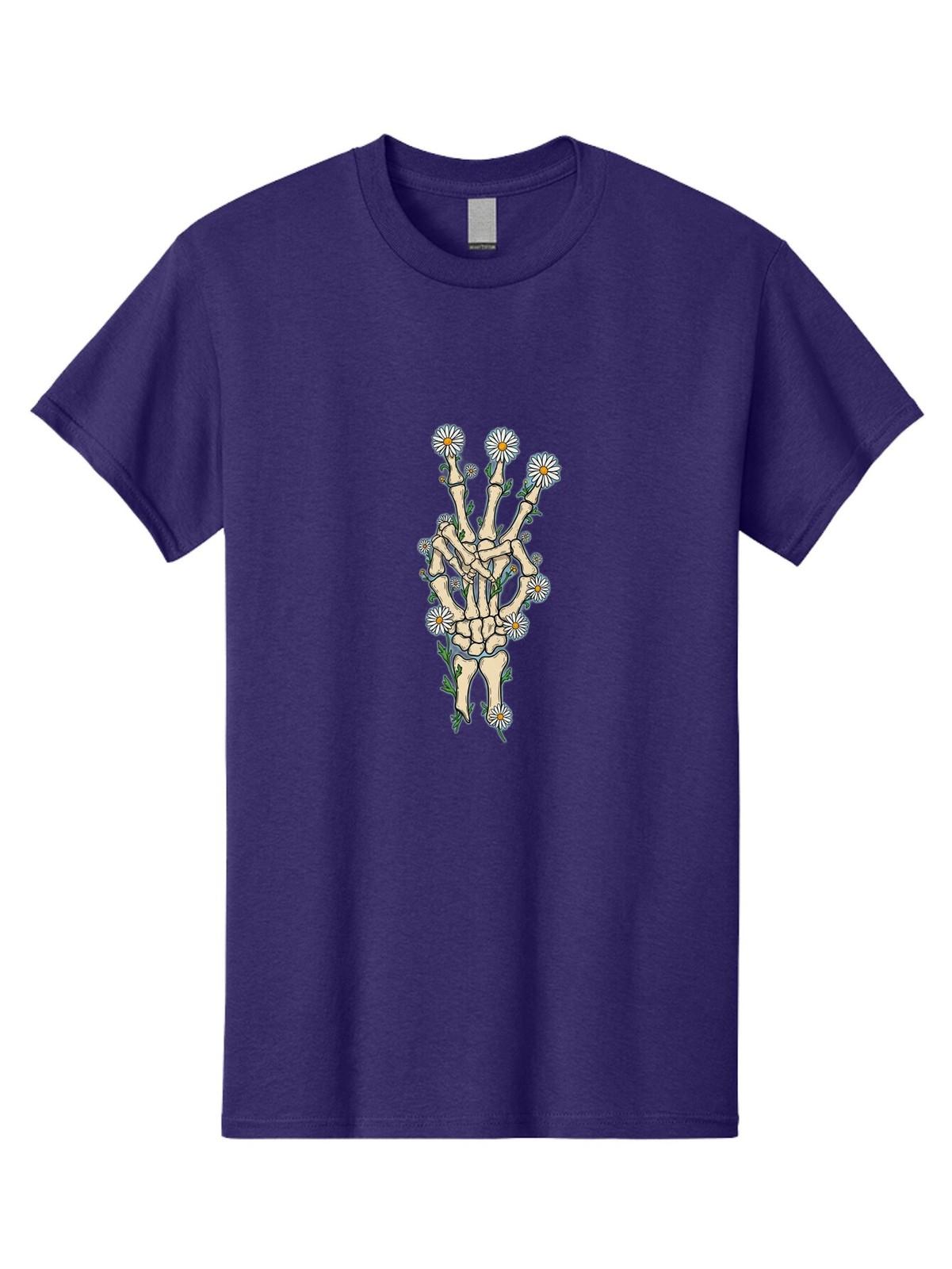 Skeleton-Hand-With-Daisies-1 Mens Graphic Tee, 100% Cotton, Casual Summer Wear S разноцветный