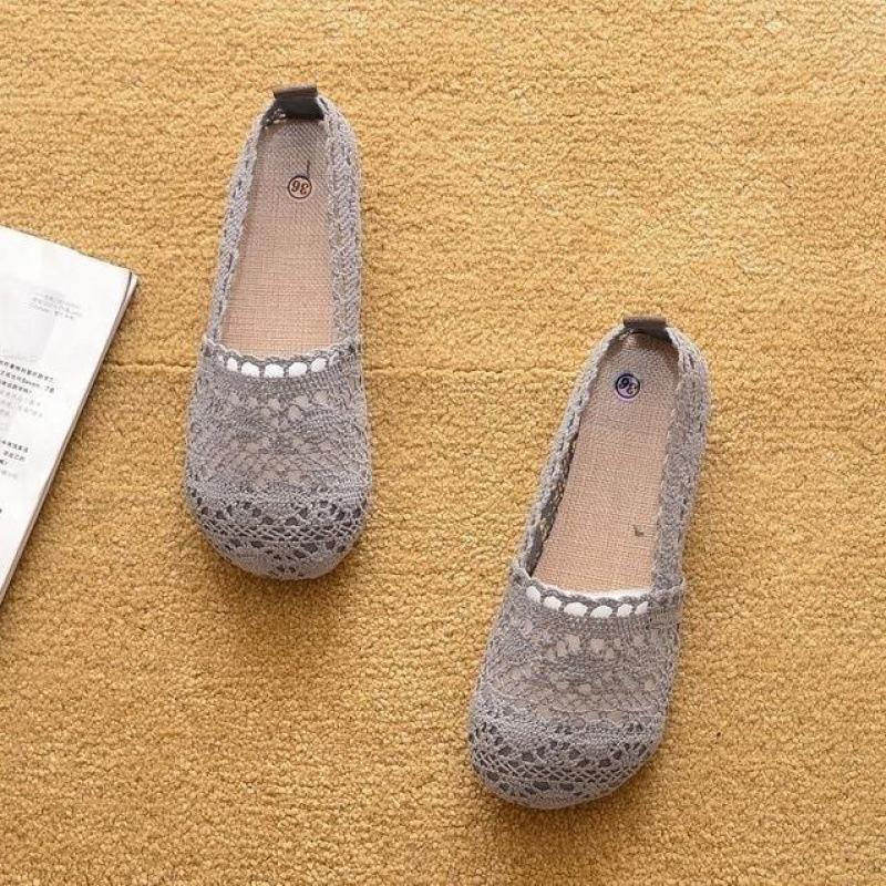 Old Beijing cloth shoes women's summer mesh fisherman shoes 2025 new breathable hollow flat bottom soft sole pregnant women Doudou shoes