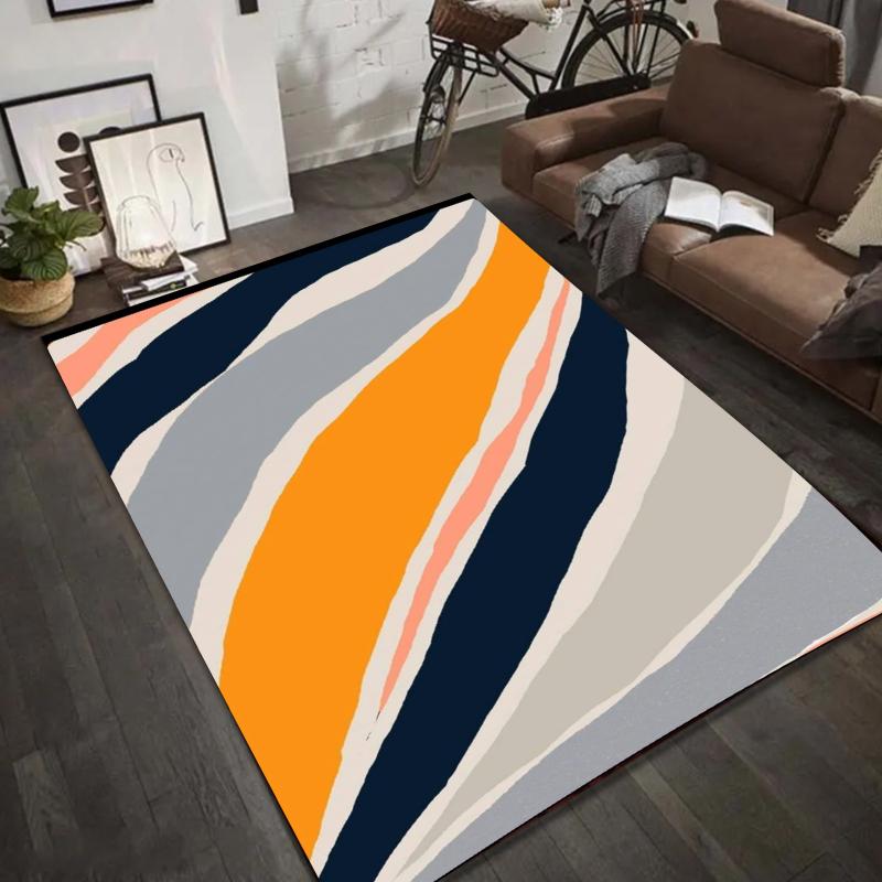 Abstract Wave Pattern Area Rug Modern Art Design Floor Mat Non-Slip Carpet Multicolor for Living Room Home Decoration