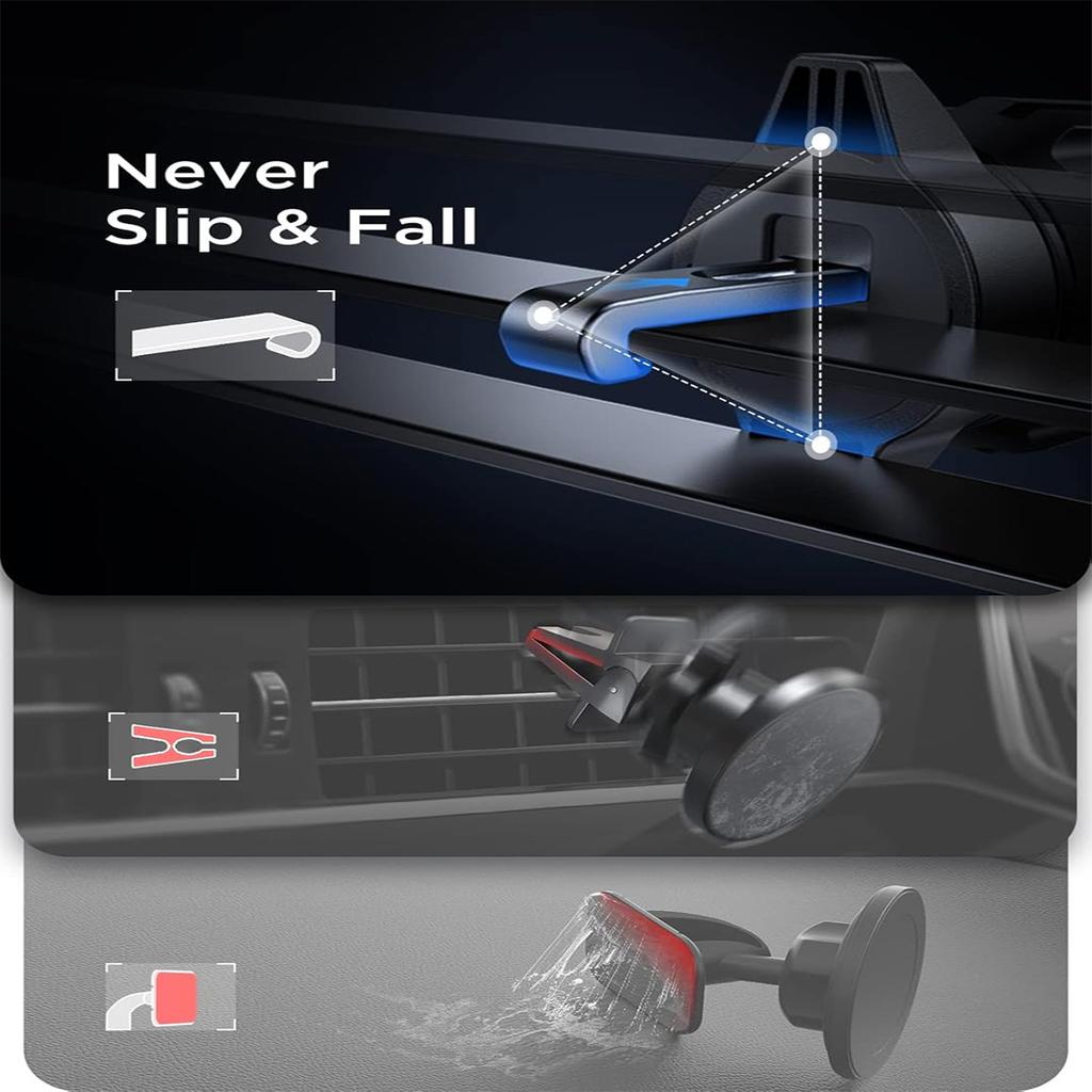 Magsafe Car Phone Holder,Powerful Magnetism Premium Quality Single-Hand Operation Metal Hook Magnetic Car Phone Mount