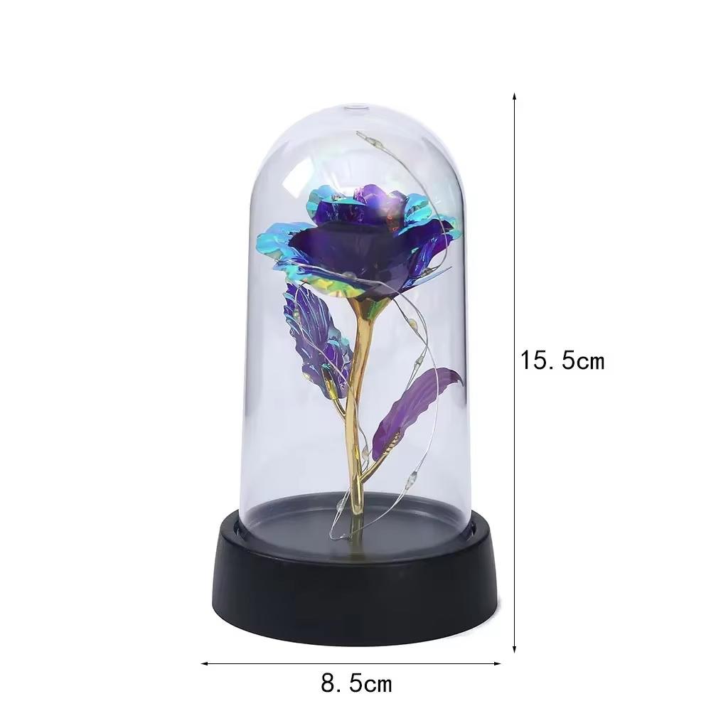Eternal Rose LED Light Foil Red Artificial Flower in Glass for Girlfriend Wedding Party Supplies Valentine's Day Christmas Gifts