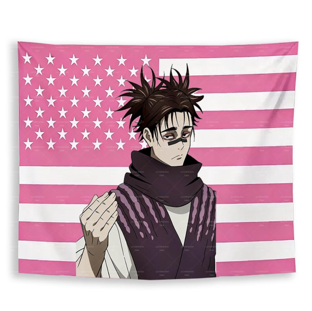 

1pc JJujutsu KKaisen CChousou American Flag Wall Art Decor Wall Hanging for Bedroom Dorm Anime Fan Home Collection 74x94cm(29x37in)