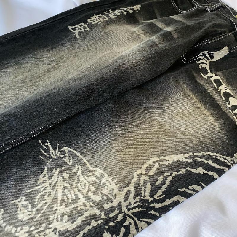 STREETRICH Fashion New Oversized Pattern Printing Baggy Jeans Men Y2K Street Vintage Rock Casual Straight High Waist Wide Leg Trousers