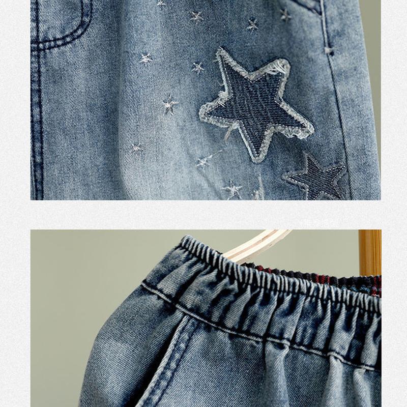 Denim Harem Pants Women's Spring Autumn Retro Casual Nine Split Jeans