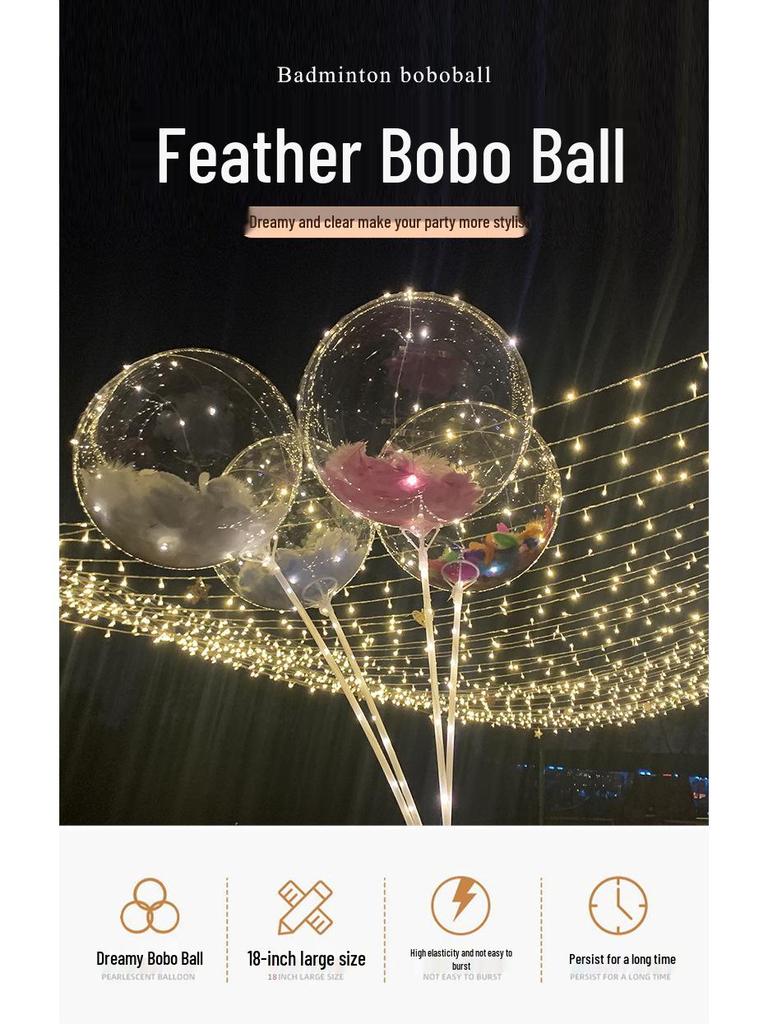 Transparent Floating Bobo Balloon Feather Decoration for Birthdays, Engagements, Banquets, and Weddings