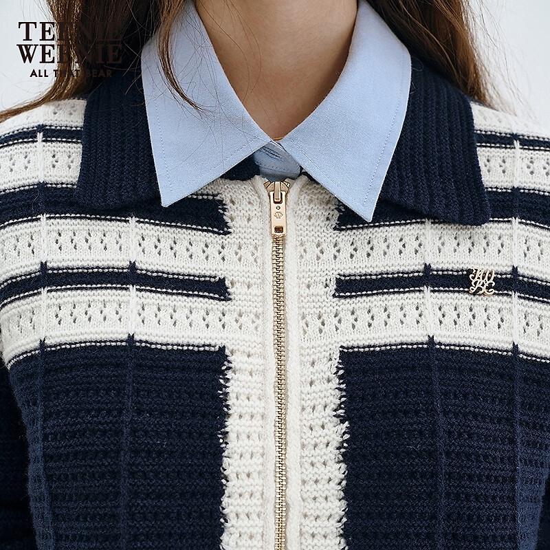 Teenie Weenie Women's Plaid Knit Polo Cardigan