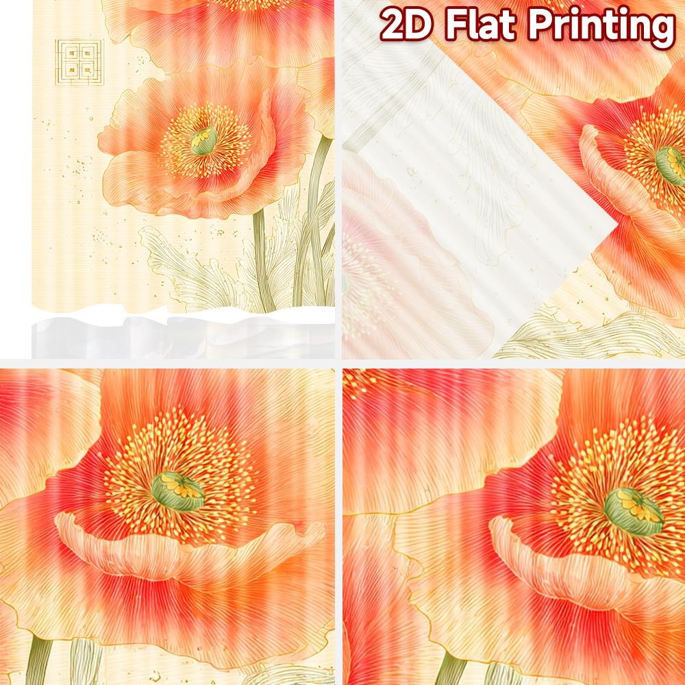 Set aus 2 flachen Druckvorhängen ohne Stange Florale Eleganz Blüte Valentinstag Festival Mode Maschinenvorhang Polyester