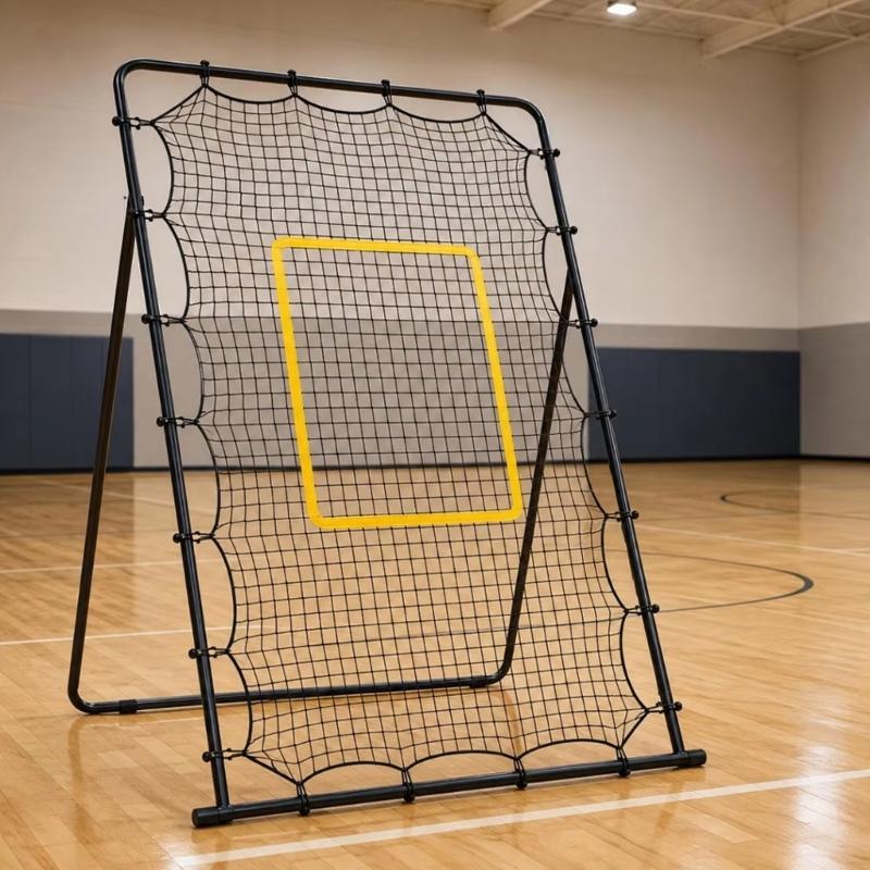 Rebounder Net for Ball Return Practice with a Clear Aiming Area, Polyester Construction and Edge Connection Points for School and Team Training