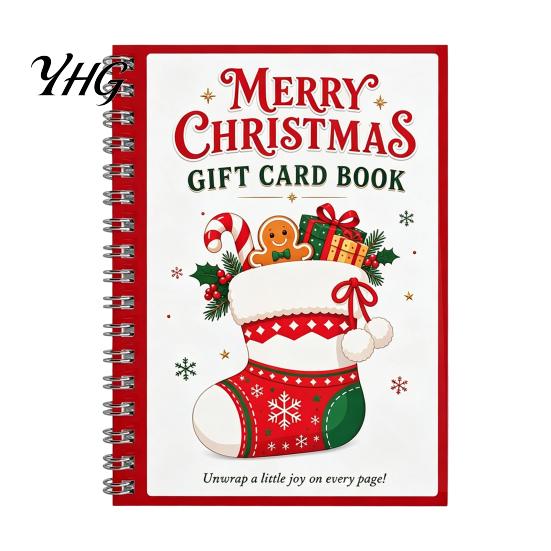 Portatarjetas de Regalo de Navidad Merry Book, Folleto de Accesorios Espiralados para Hacer Tú Mismo, Regalos de Navidad para Familia, Amigos, Celebraciones Fiestas, Intercambios