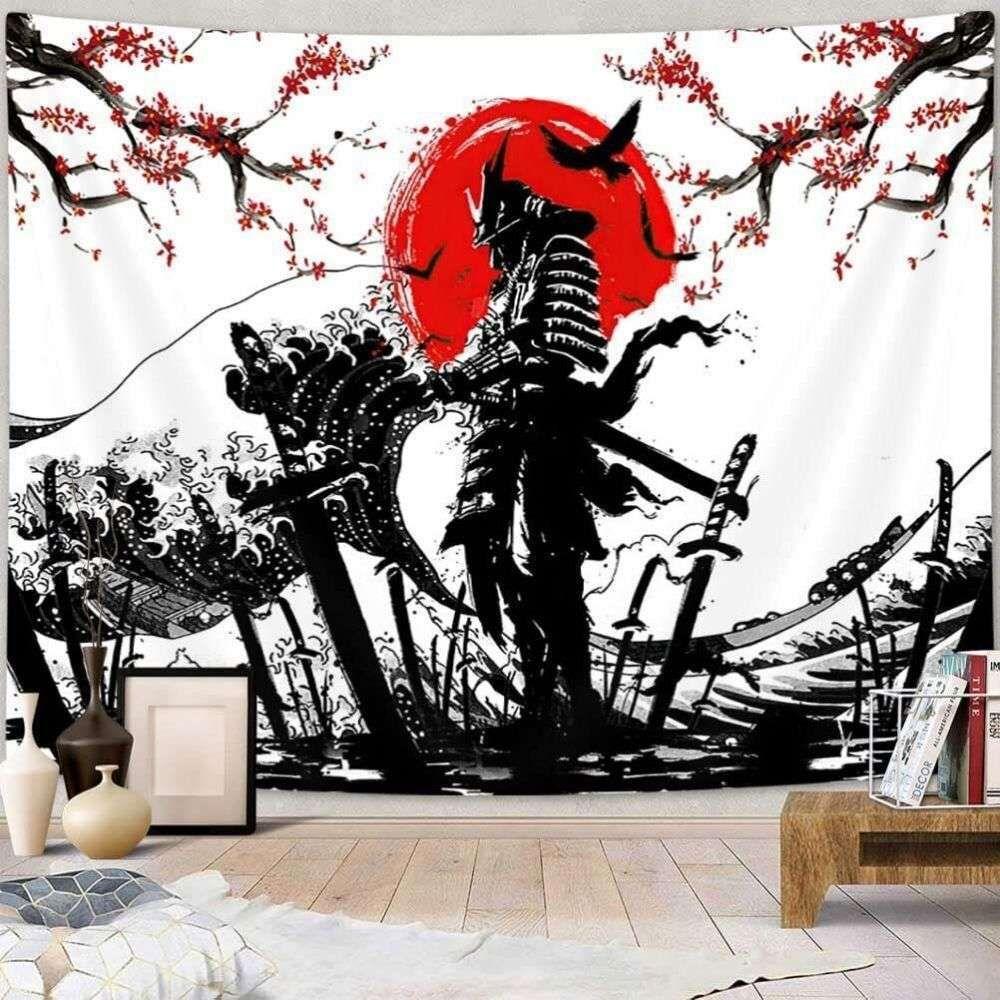 Tapestry Samurai Japanese 75x100