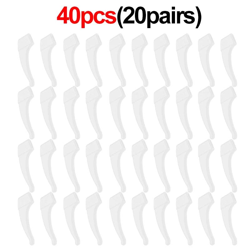 40Pcs Silicone Anti-slip Ear Hooks for Glasses Black Transparent Elastic Eye Glasses Retainer Holders Eyewear Accessories