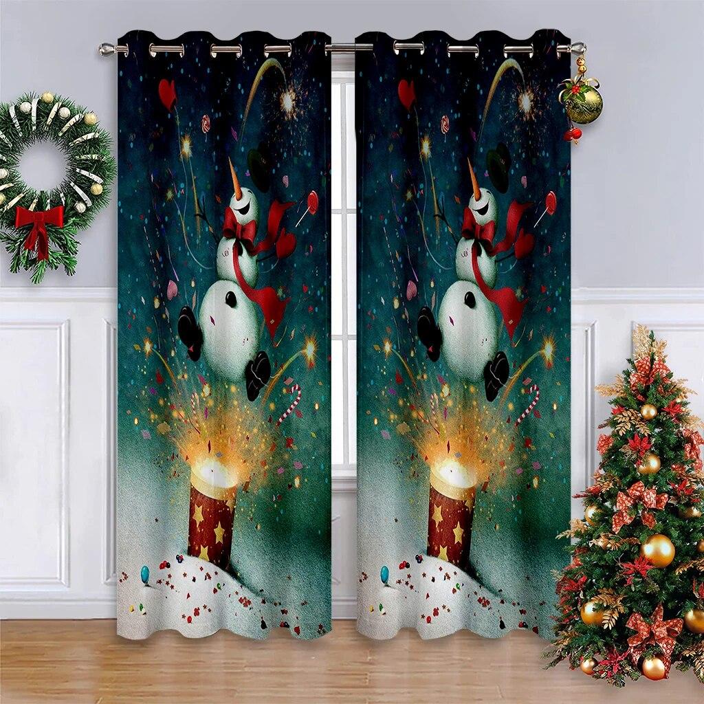 Natale, tende per albero di Natale natalizio, tende con stampa digitale per soggiorno, decorazione della stanza, cucina, soggiorno