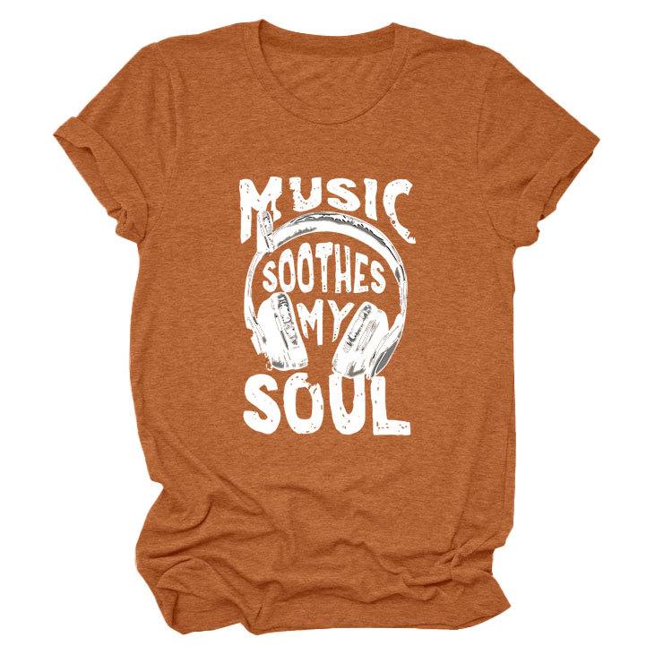Personality trendy music soothes my ladies bottoming round neck short sleeve t-shirt