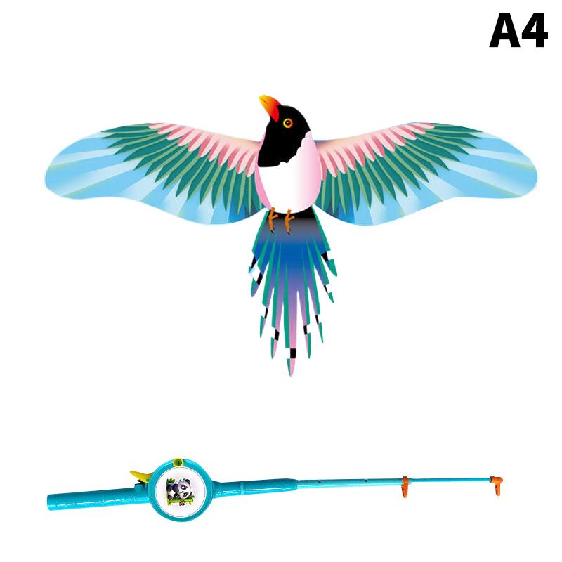 Children Kite Toy Cartoon Eagle Foldable Mini Plastic Toys Kite Hand Brake Fishing Rod Butterflies Movable Wings Outdoor Toy