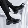 Platform Black Leather Mens Loafers Handmade Monk Strap Wedding Party Casual Dress Shoes Summer Autumn Footwear for Men
