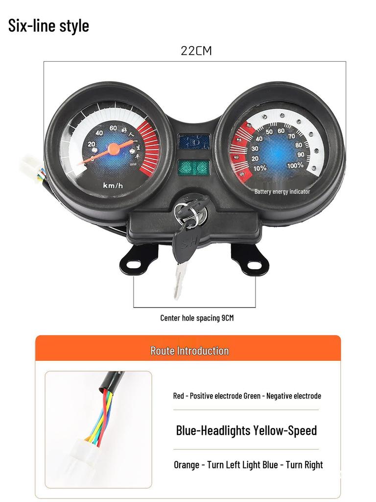 Universal Electric Tricycle Dashboard: 48V-72V Battery Gauge & Speedometer Instrument Assembly