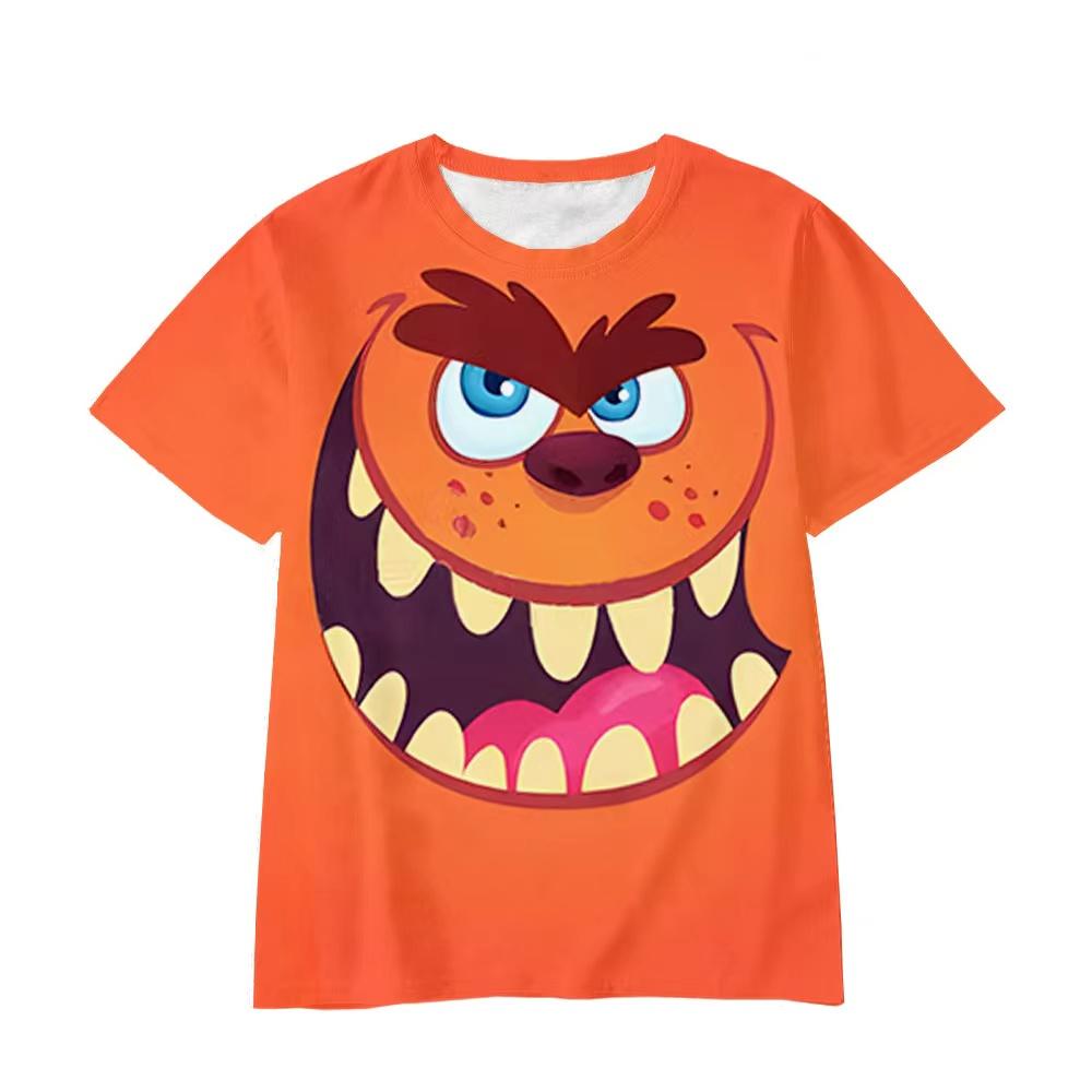 New Summer Cute Monster Inc Pattern Casual 3D Printed T-Shirt Childrens Tops Girls Boys Cosplay Round Neck Short Sleeve Clothing