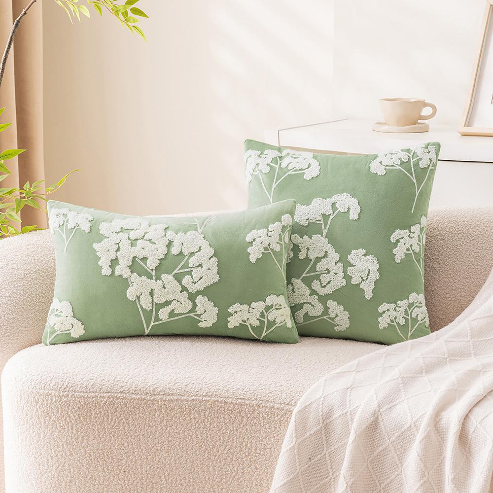 

Свежая ромашка бархатная наволочка летний дофаминовый цвет вышивка подушка для гостиной диванная подушка 30 * 50cm without core