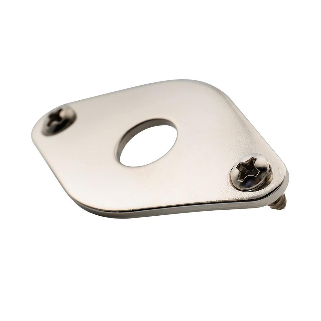 Musiclily Pro Steel Curved Diamond Jack Plate for Electric Nickel 9.6mm Guitar/Bass,