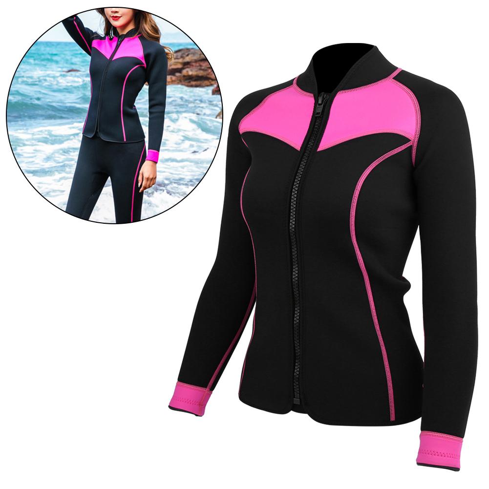 Woman Wetsuit Top Coat Sun Protection Long Sleeve Fitting Swimwear for Snorkeling SurfingS