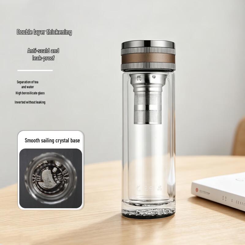 

Yuzhenyoupin Portable Double-Wall Borosilicate Glass Tea Infuser Mug