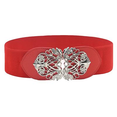 (SU)Women Fashion Vintage Wide Elastic Stretch Buckle Waist Belt Waistband