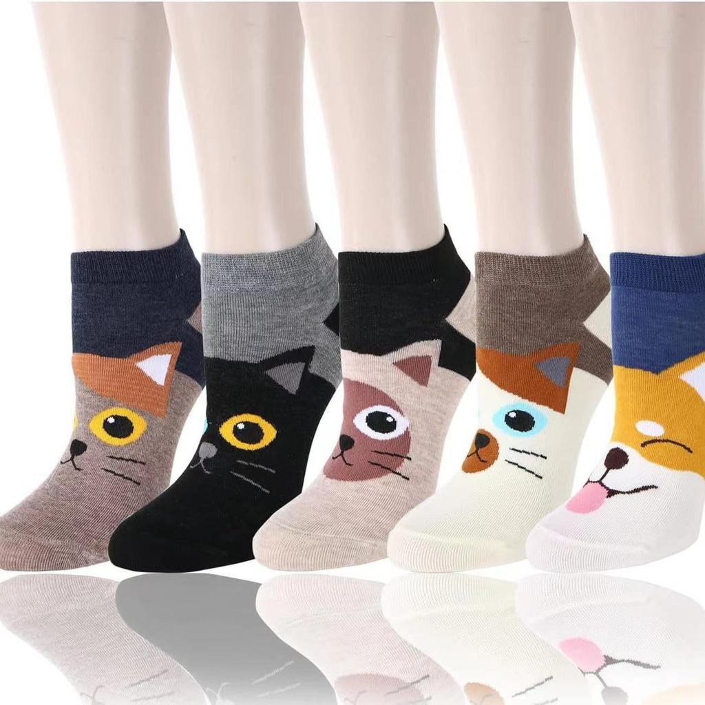 Niedliche Cartoon-, Tier-Mund-Bootssocken, Frühlings- und Sommersocken.